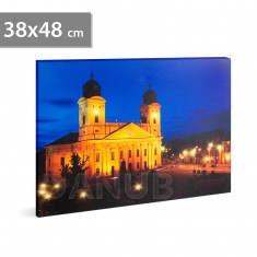  58018K LED-es fali hangulatkép - "Nagytemplom Debrecen" - 3 x AA, 38 x 48 cm