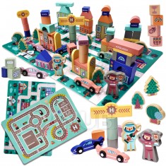 Oktató fakockák és puzzle - város - 160 db