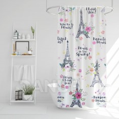 Zuhanyfüggöny - Eiffel-torony mintás - 180 x 180 cm