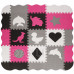 SPRINGOS Habszivacs puzzle formák - 120x120cm - szürke, rózsaszín, fekete