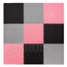 SPRINGOS Habszivacs puzzle négyzetek - 179x179cm - rózsaszín, fekete, szürke