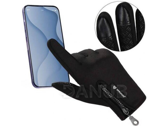 Springos Univerzális téli kesztyű érintőképernyős telefonokhoz, M méret, fekete