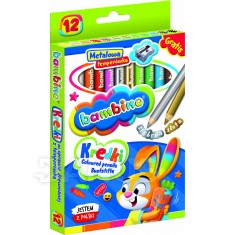 BAMBINO Kaolin ceruzák fadobozban 12 szín + faragó    