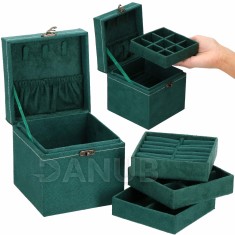 Springos Háromemeletes ékszeres doboz - smaragdzöld