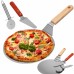 Springos 3 elemből álló készlet pizzához, rozsdamentes acél és fa