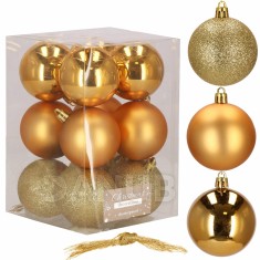 Karácsonyi gömb készlet - 6 cm - 12 darab - arany