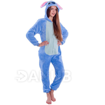 Plüss kezeslábas Kigurumi - Stitch minta - méret S - 155cm
