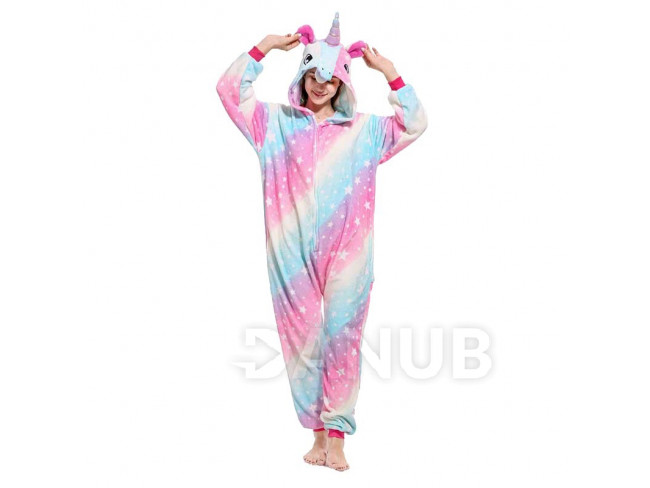 Plüss kezeslábas Kigurumi - egyszarvú minta - M méret - 160cm