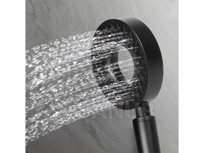 Ergonomikus zuhanyfej - 3 funkcióval - matt fekete