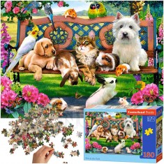 CASTORLAND Puzzle 180 darab - Állatok a parkban - 7+
