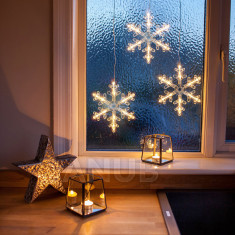 LED dekoráció - hópehely - 16 x 19 cm - melegfehér - 3 x AA