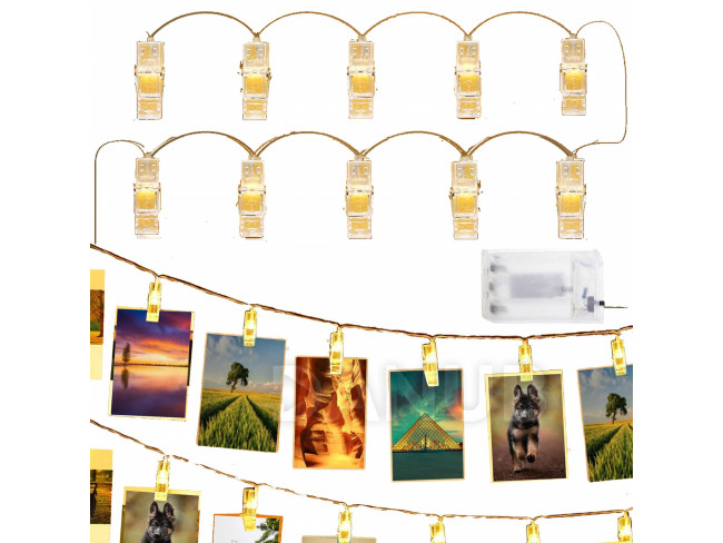 Led világító csiptetők - 10Led - 1,35m