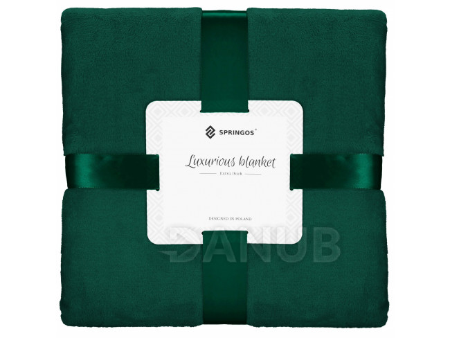 SPRINGOS LUX Plüss takaró - 200x220cm – smaragdzöld
