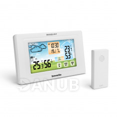 Digitális hőmérő és ébresztőóra - kültéri / beltéri - USB-s, elemes - fehér