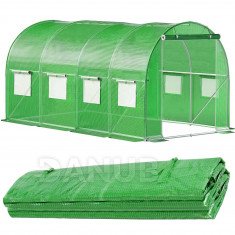 Alagút üvegházi pótfedél - fólia - 4,5x2x2 m - UV-4 - 140g/m - zöld