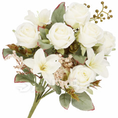Springos Művirágok - 9 virág - 37 cm - fehér