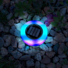 LED-es leszúrható szolár lámpa - kör alakú - RGB színes LED - 105 x 128 mm