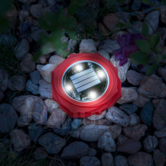 LED-es leszúrható szolár lámpa - piros - hidegfehér - 11,5 x 2,3 cm