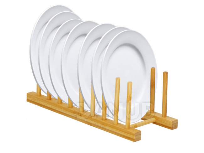 Springos Bambusz tányér-/fedő-/vágódeszkatartó állvány - 8 rekeszes