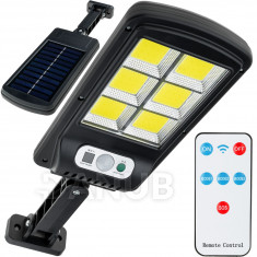 LED napelemes utcai lámpa 30W - 6000K - mozgásérzékelő - távirányítóval - fekete 