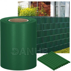 Springos Árnyékoló kerítés szalagok és klipszek (20db) - PVC - 35m x 19cm - 450 g/m2 - sötétzöld