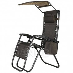 Összecsukható kerti szék árnyékolóval - barna/fekete/bézs