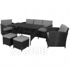 Springos Kerti bútor szett MONACO + asztal - fekete/szürke