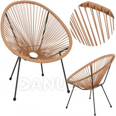 Springos Kerti fotel kerek 72 X 82 X 85 cm - rattan/fém - bézs 