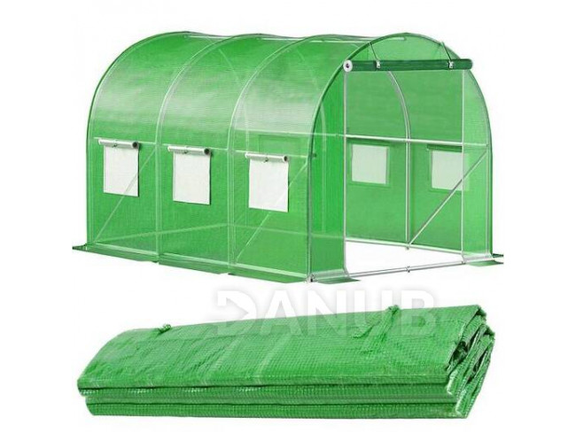 Alagút üvegházi pótfedél - fólia - 3x2x2x m - UV-4 - 140g/m - zöld