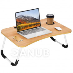 Springos Összecsukható laptop asztal - világosbarna