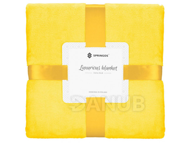 SPRINGOS LUX Plüss takaró - 90x160cm – sárga
