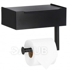 Springos WC-papír tartó + tárolódoboz - fekete matt