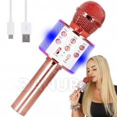 Springos Vezeték nélküli karaoke mikrofon bluetooth hangszóróval, rózsaszín