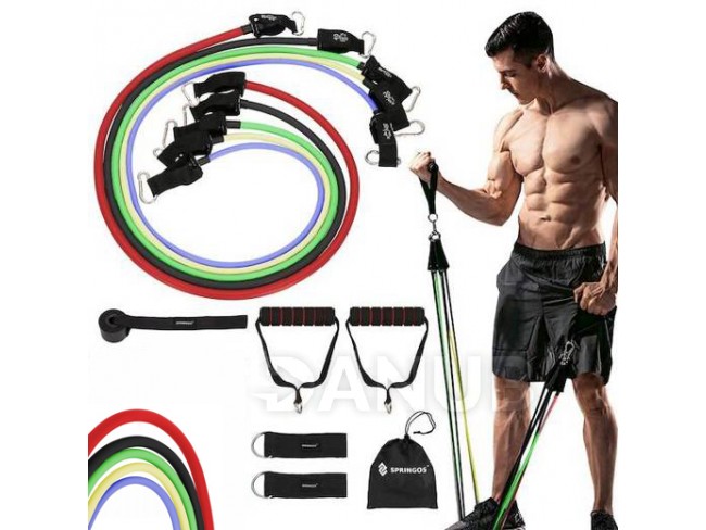 Fitness expanderek edzéshez - 5 db-os készlet - Ellenállás: 4,5-22,7 kg