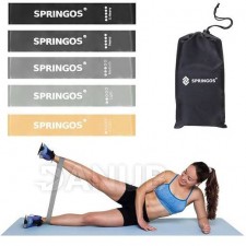 SPRINGOS Fitness edzőgumi - 5 darabos készlet - ellenállás: 1-25kg