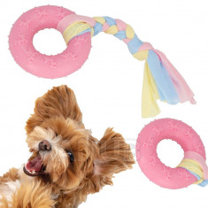 Springos Játék kutyának - húzás, rágás, kötéllel - apportírozáshoz - rózsaszín