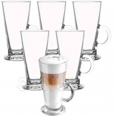 Latte- és desszertpoharak fogantyúval - 280 ml - 6 darabos készlet