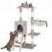Springos Szizál macskakaparófa játékkal - 5 szint - 96 cm - sötétszürke