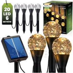 Napelemes kertifény girland 20LED, 5,80m HAKON Lumiled