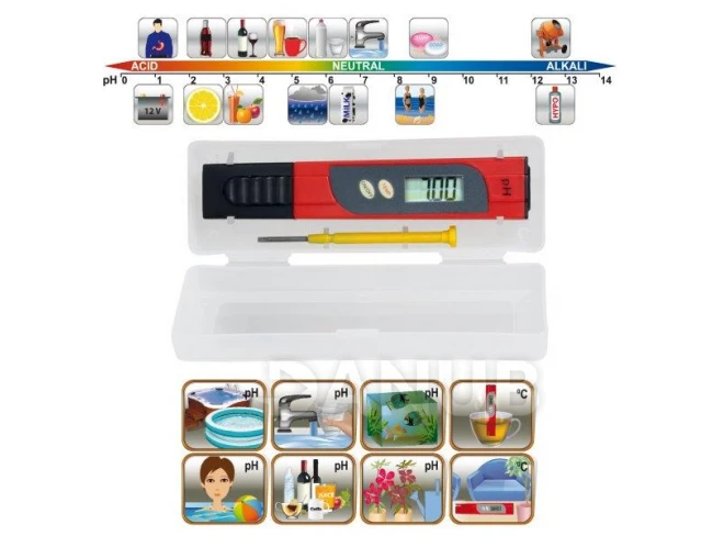 pH-tesztelő és hőmérő