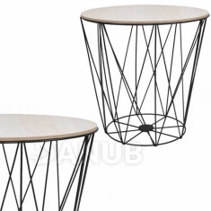 Vintage huzalasztal szögletes 39cm - fekete