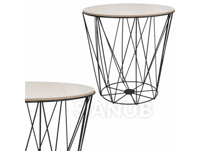 Vintage huzalasztal szögletes 39cm - fekete