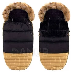 Luxury Babazsák szőrmével 4in1  - Fekete - arany