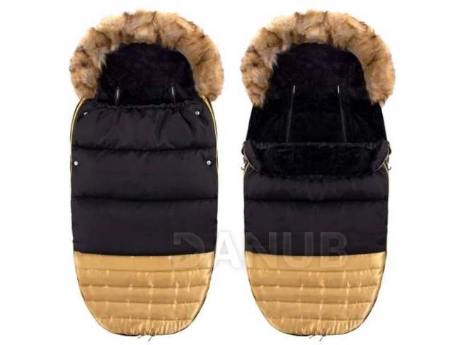 Luxury Babazsák szőrmével 4in1  - Fekete - arany