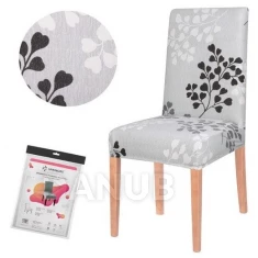 Univerzális székhuzat  - szürke-fekete levelek
