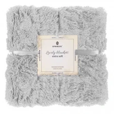 Kétoldalas gyapjútakaró 200x220cm - világosszürke