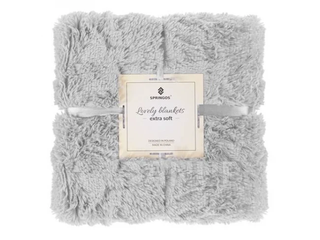 Kétoldalas gyapjútakaró 200x220cm - világosszürke