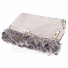 Clasic szőrmével ellátott kézmelegítő babakocsira - bézs