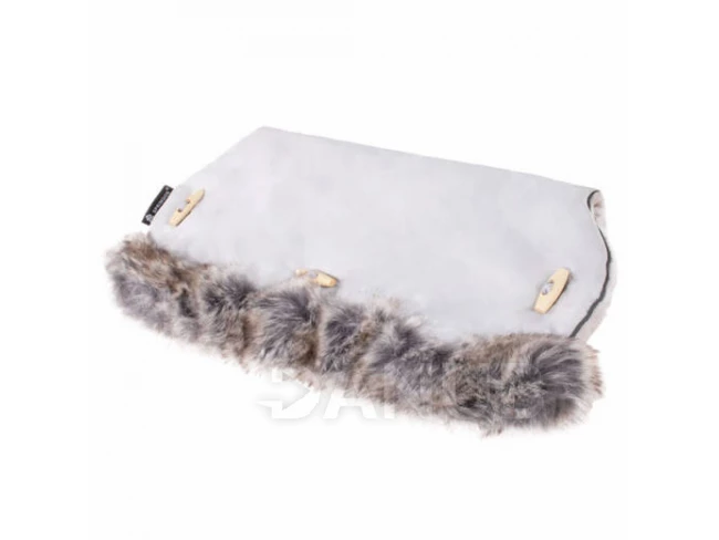 Clasic szőrmével ellátott kézmelegítő babakocsira - szürke