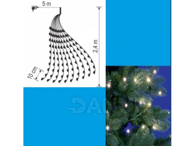 Karácsonyi LED fényfüzér köteg időzítővel - 10 szál 25 darabból álló LED - 2,4m - hideg fehér